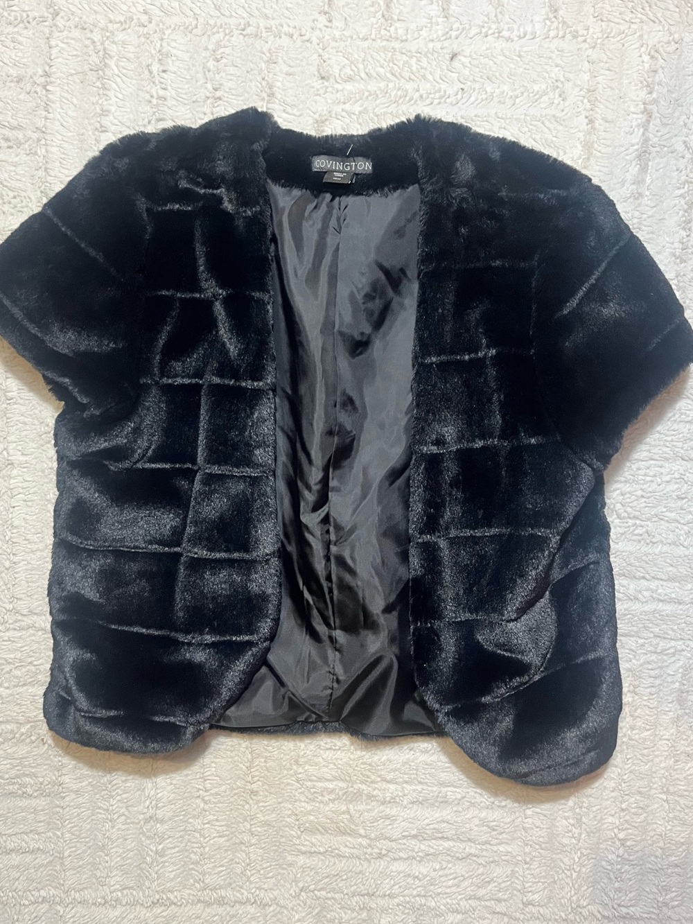 Covington Black Plush Faux Fur Short Teddy Jacket